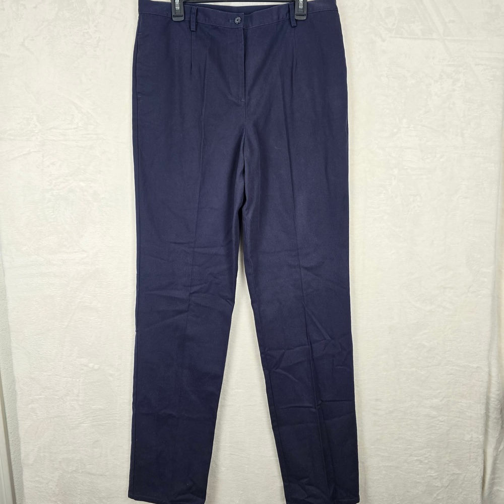 Pendleton Womens Navy Blue Cotton Straight Leg Classic Chino Trousers Tall 12